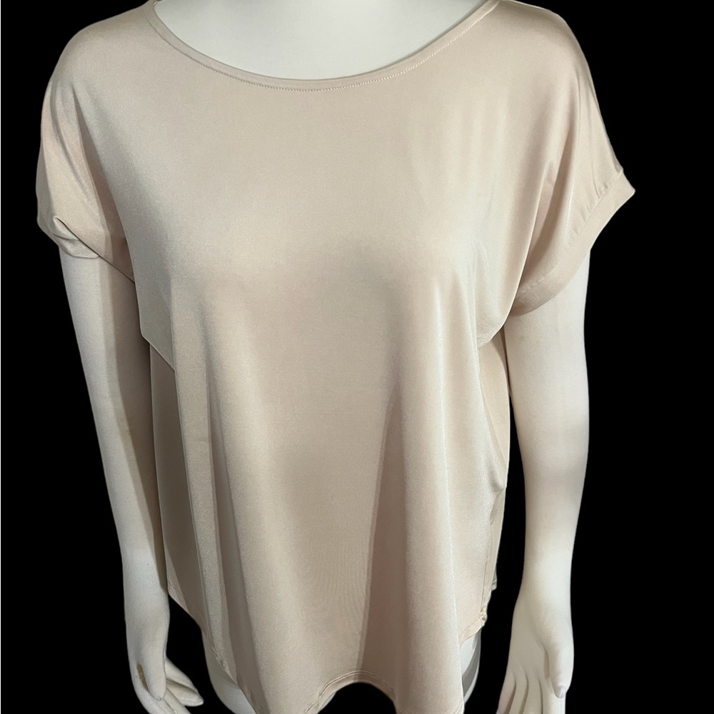 ISLE Nude Color Draped Capped Sleeve Top Size L